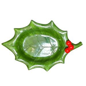 Vintage Otagiri Japan Holly‎ Berry Berries Ceramic Candy Dish Gold Foil Label